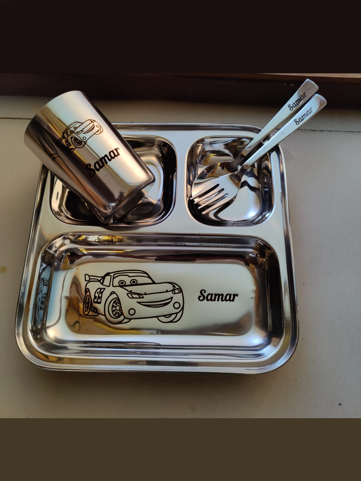 Personalised rectangular thali set