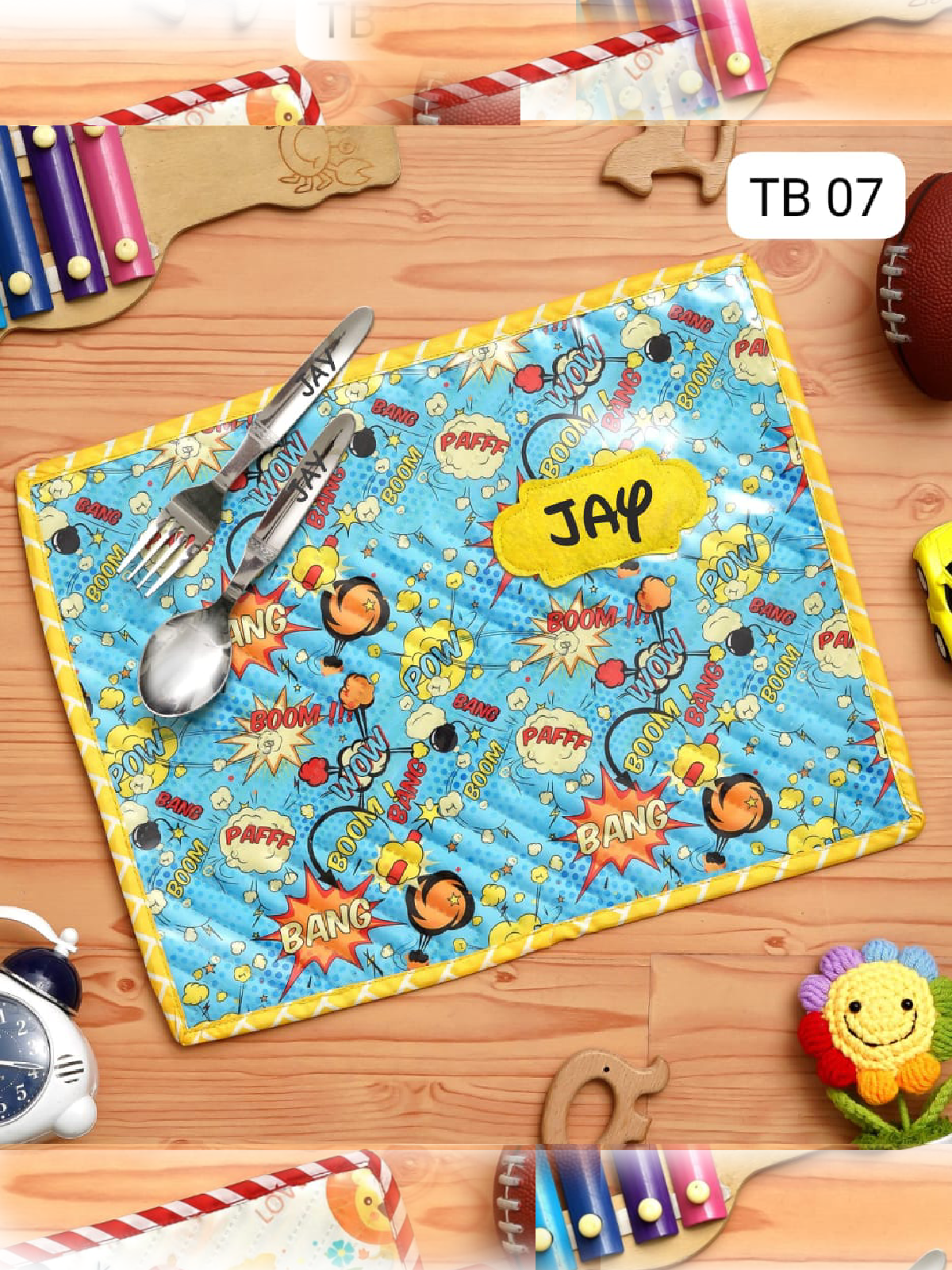 Personalised Mat with Spoon and Fork