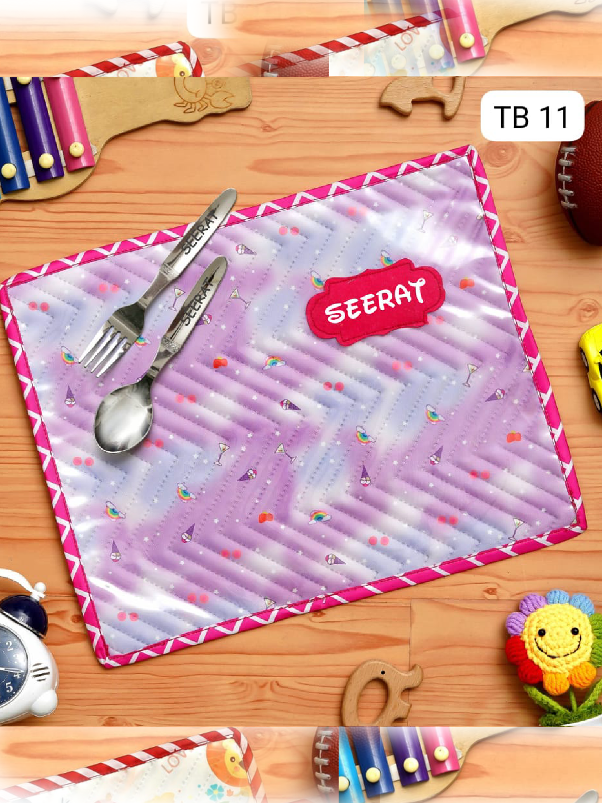 Personalised Mat with Spoon and Fork