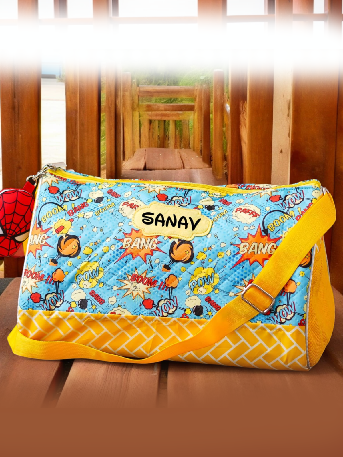 Personalised Premium Duffle Bag with Toy Keychain