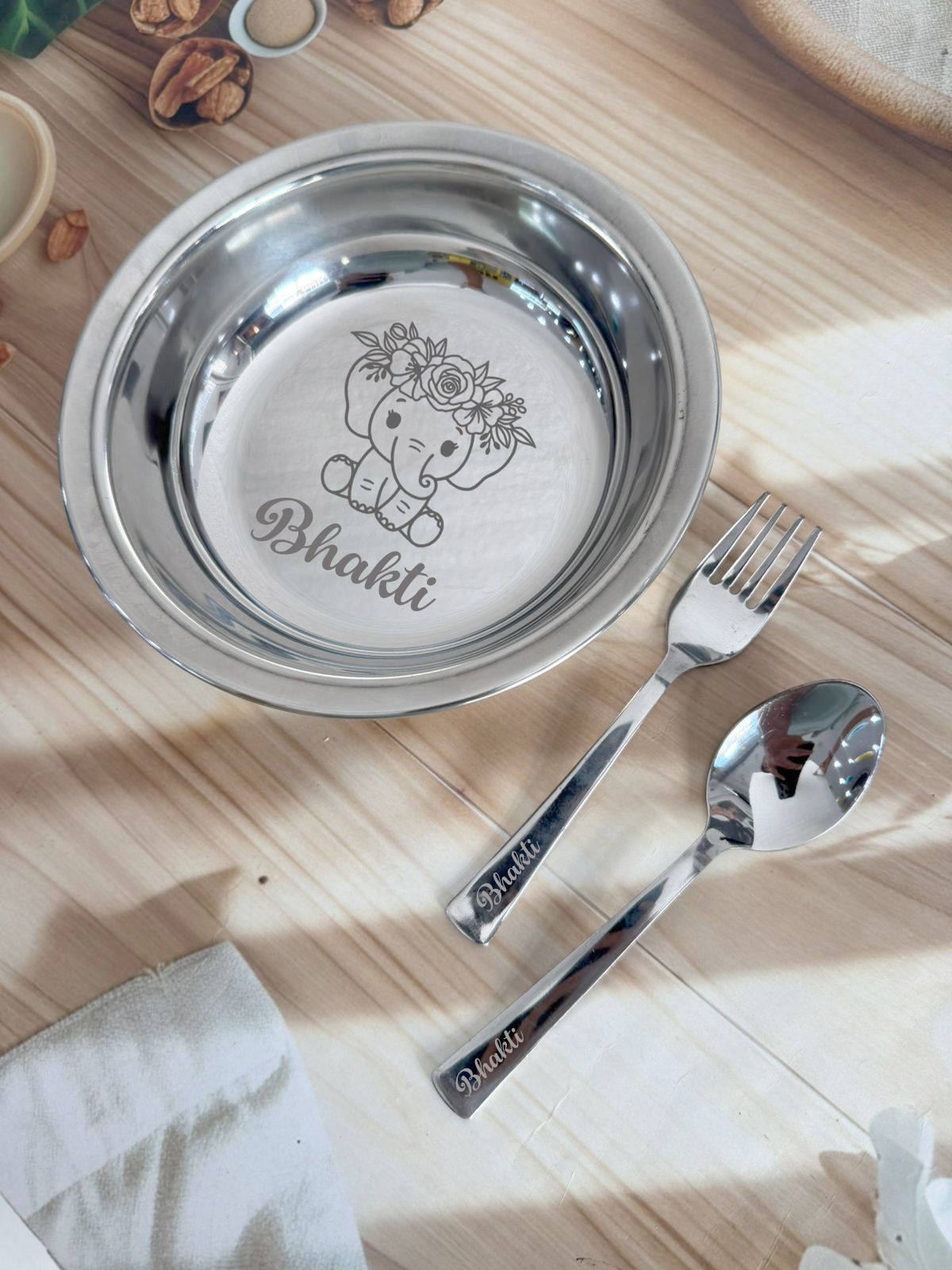 Personalised maggi bowl with fork and spoon