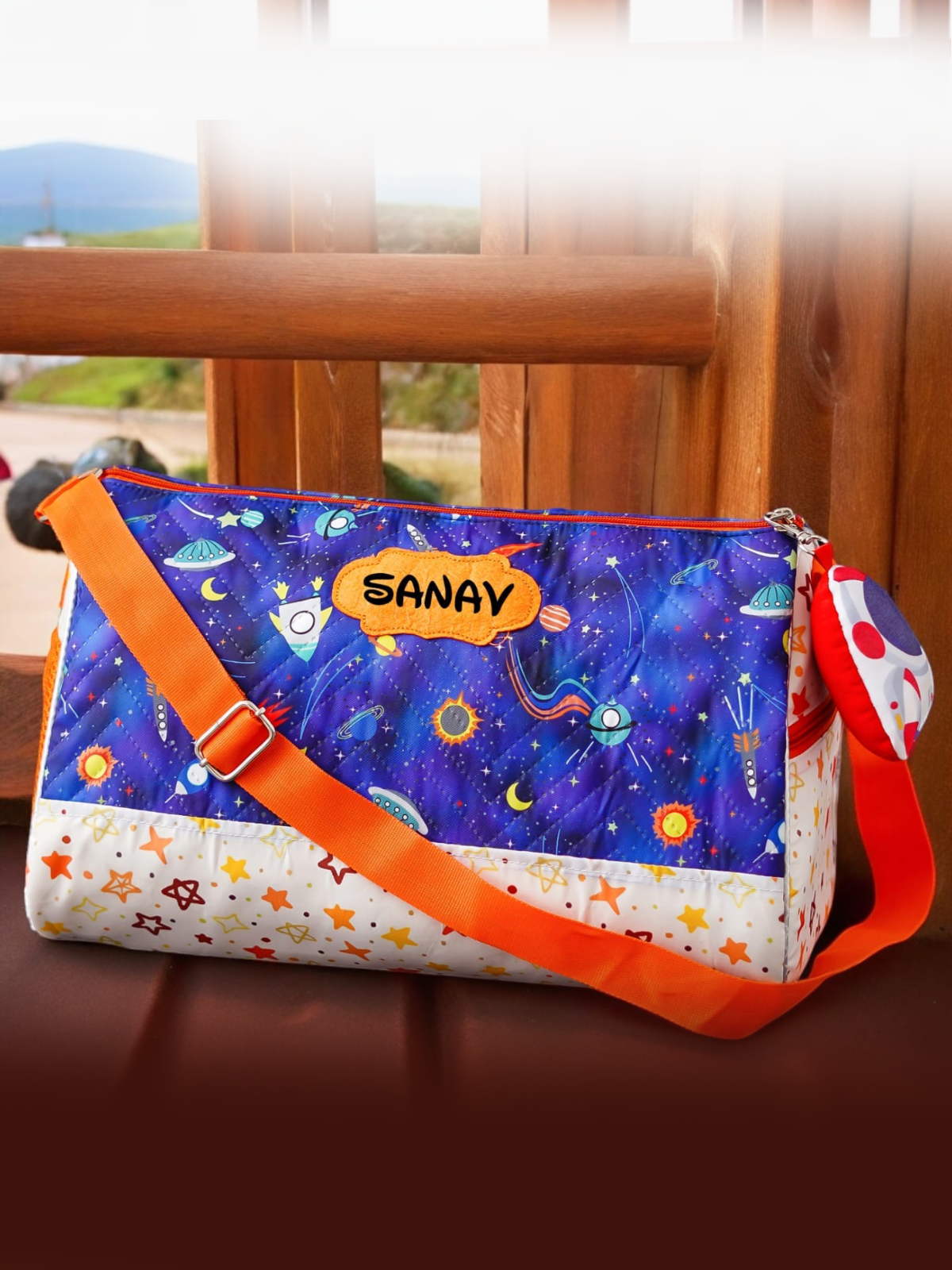 Personalised Premium Duffle Bag with Toy Keychain