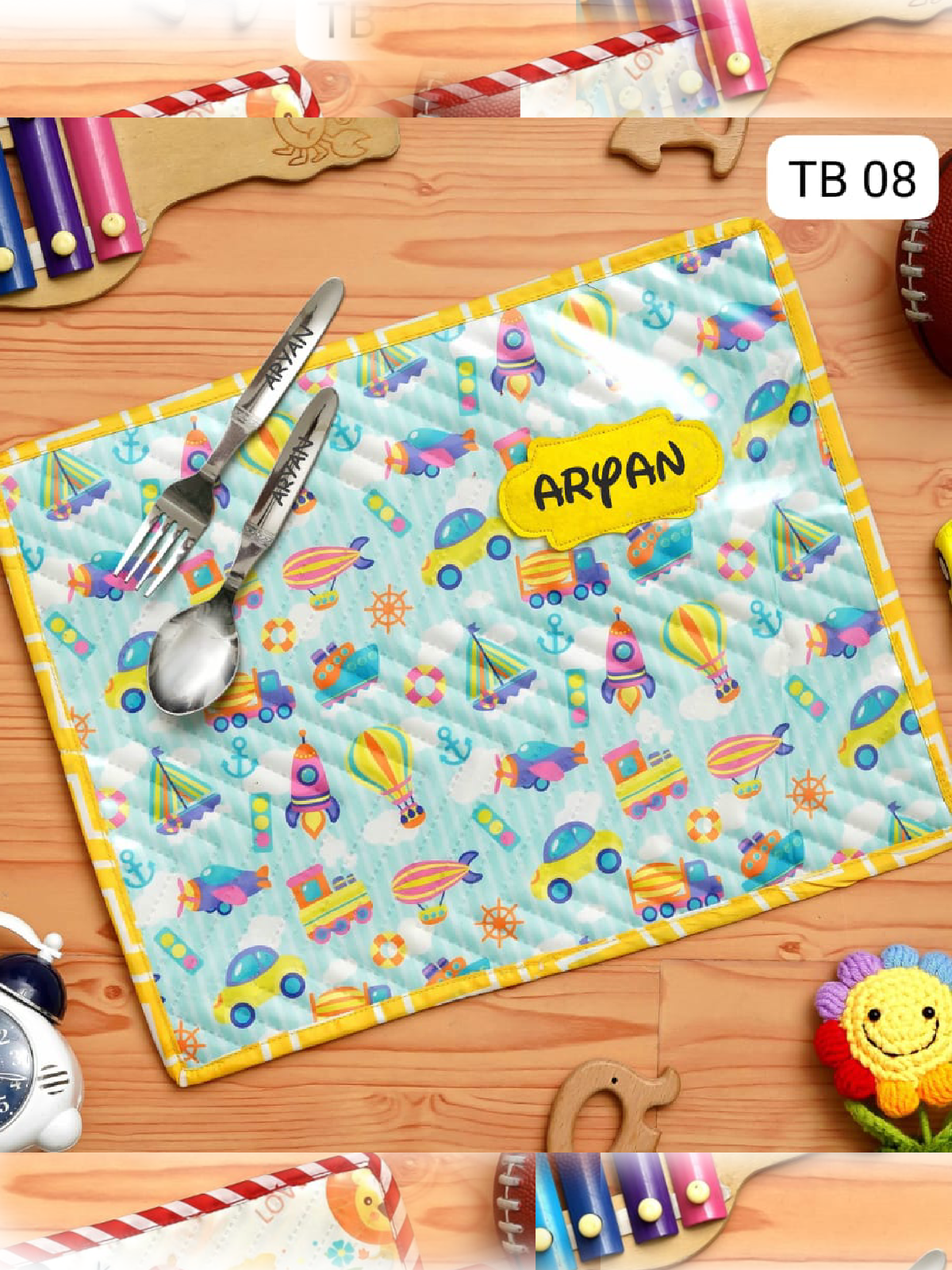 Personalised Mat with Spoon and Fork