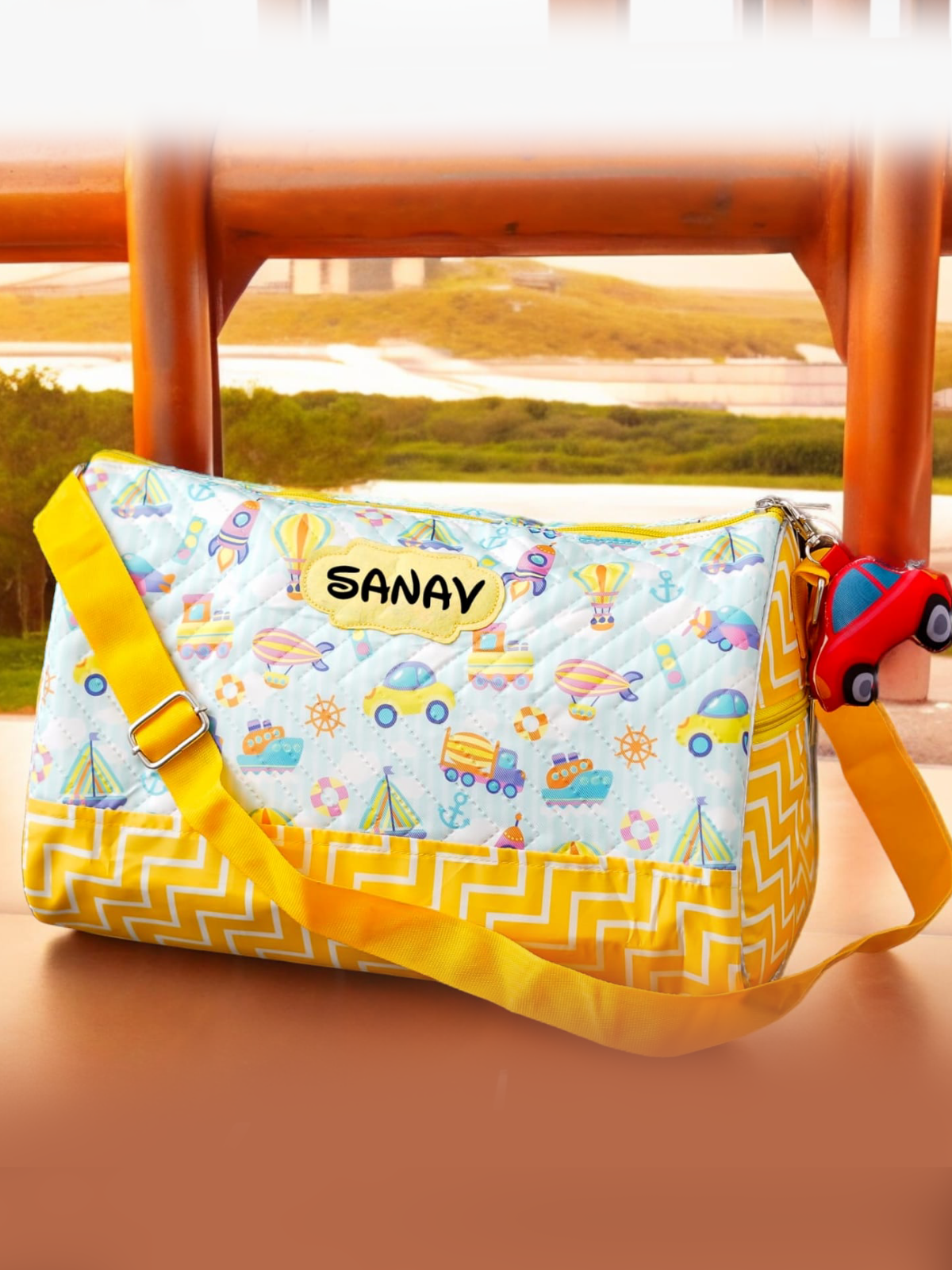 Personalised Premium Duffle Bag with Toy Keychain