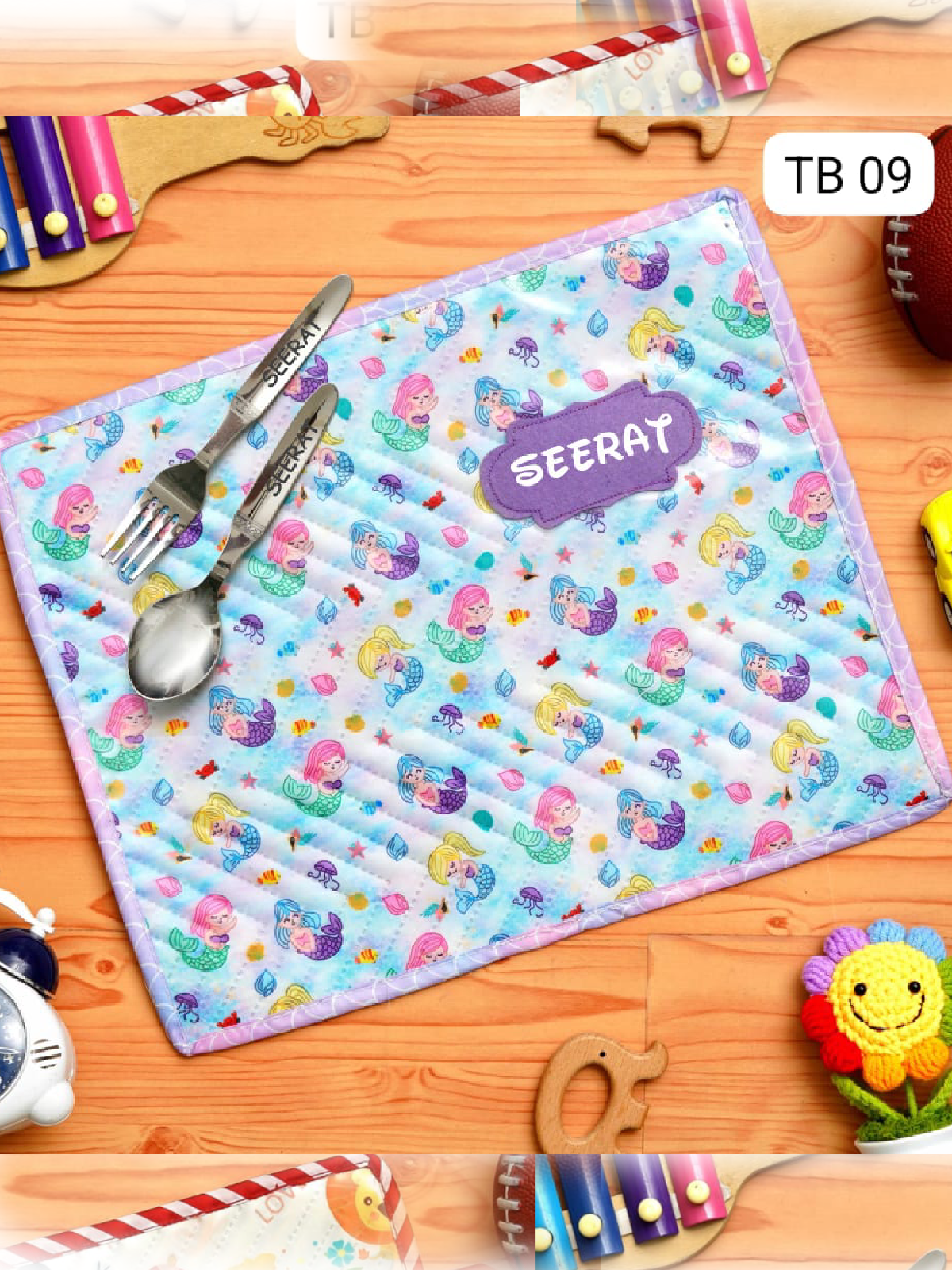 Personalised Mat with Spoon and Fork