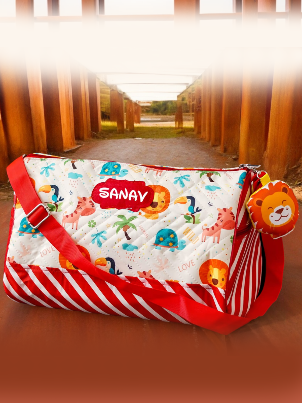 Personalised Premium Duffle Bag with Toy Keychain