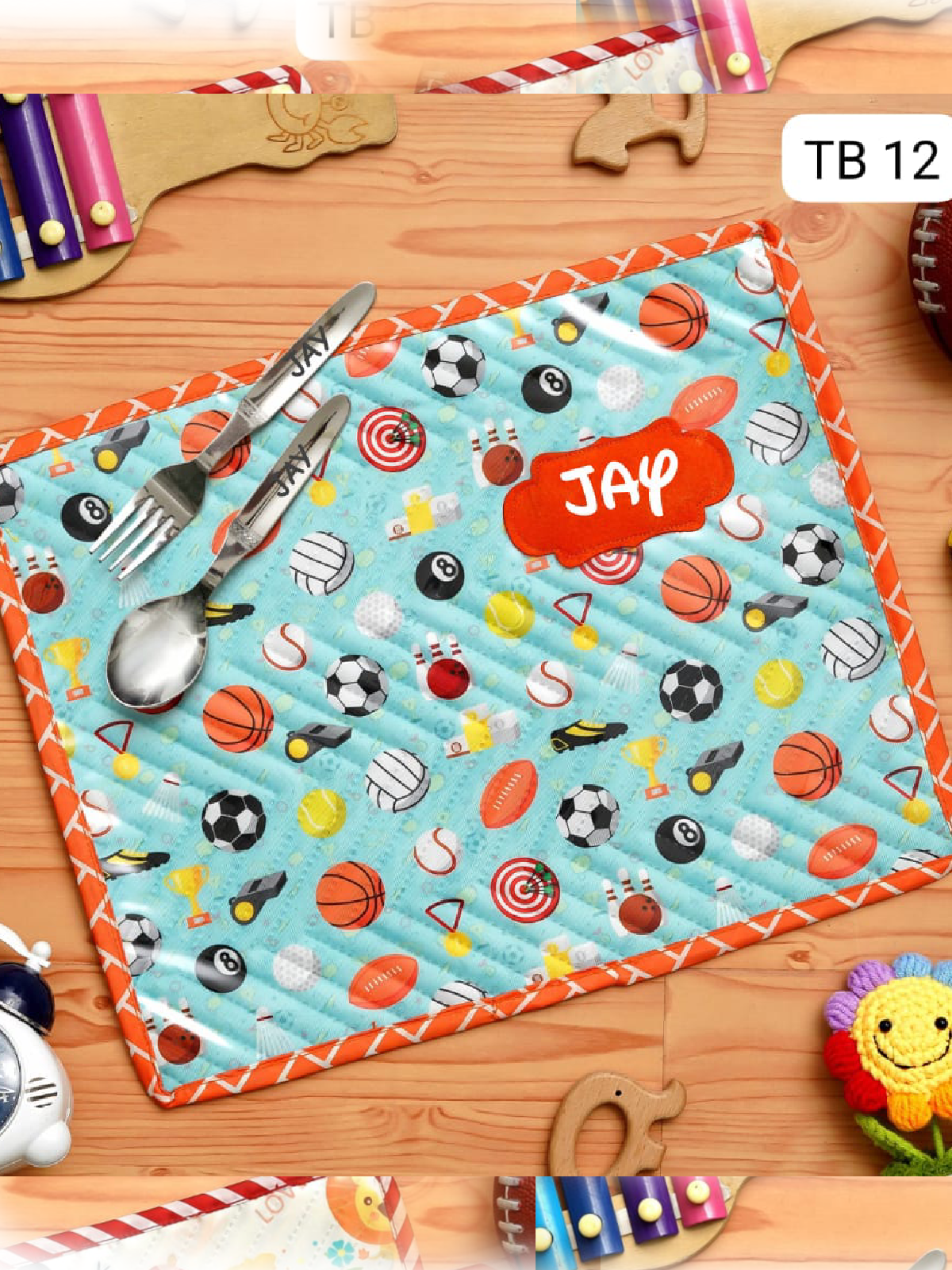 Personalised Mat with Spoon and Fork