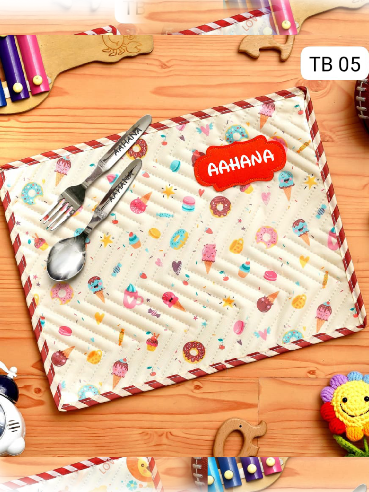 Personalised Mat with Spoon and Fork