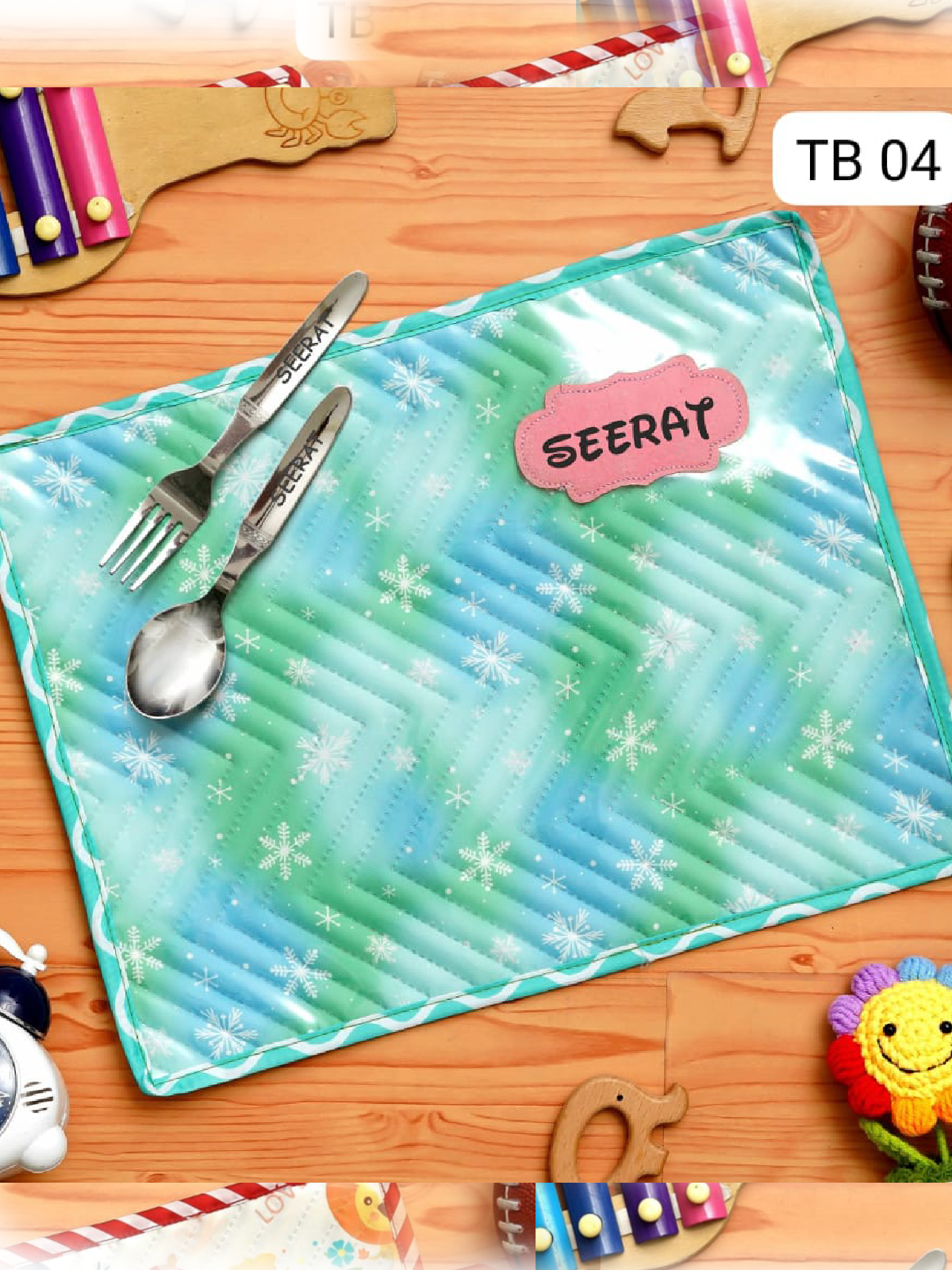 Personalised Mat with Spoon and Fork